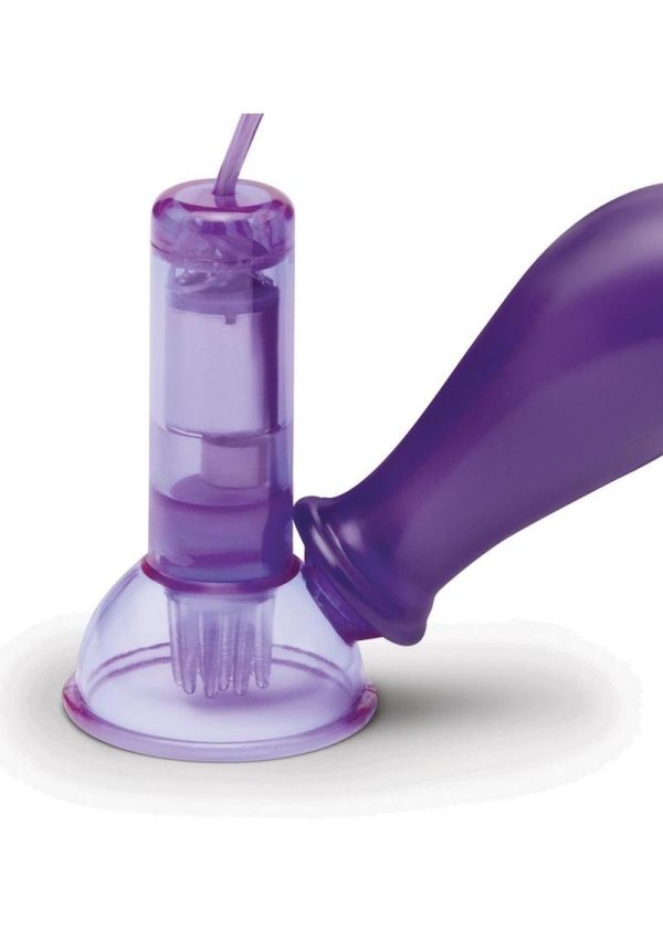 Lux Fetish Vibrating Nipple Suckers Remote Control - Purple