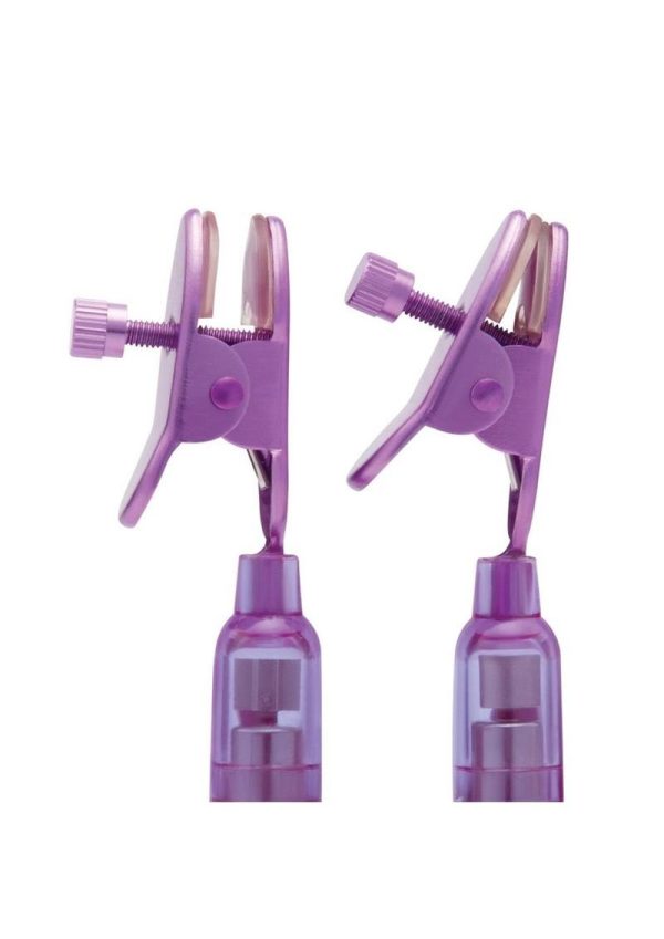 Lux Fetish Vibrating Nipple Clips Remote Control - Purple