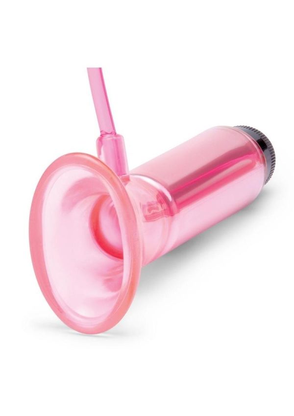 Lux Fetish Vibrating Clitoral Pump with Quick Release - Pink/Black