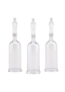 Lux Fetish Nipple Suckers with Clitoral Pump - Clear/Black
