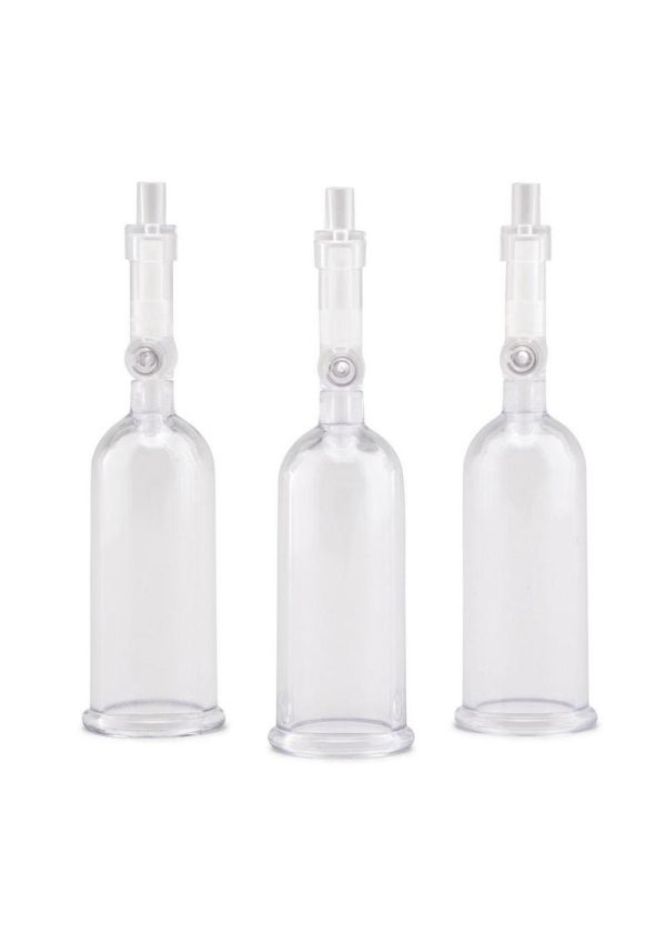 Lux Fetish Nipple Suckers with Clitoral Pump - Clear/Black