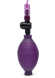 Lux Fetish Vibrating Nipple Suckers with Clitoral Pump With Quick Release - Purple/Silver