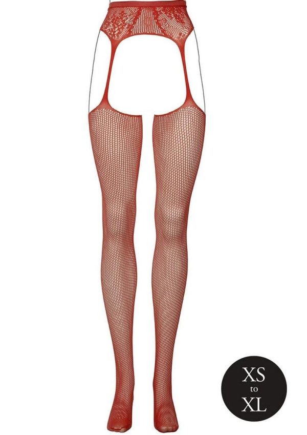 Le Desir Fishnet and Lace Garterbelt Stocking - O/S - Sunset Glow Orange