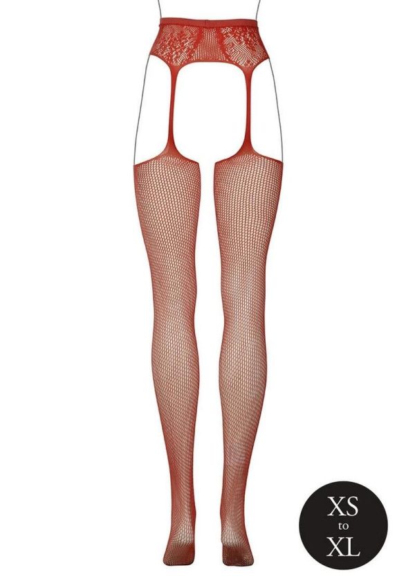 Le Desir Fishnet and Lace Garterbelt Stocking - O/S - Sunset Glow Orange