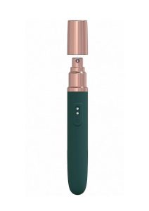 LoveLine The Traveler Rechargeable 10 Speed Travel Vibrator - Green - Holds Lubricant