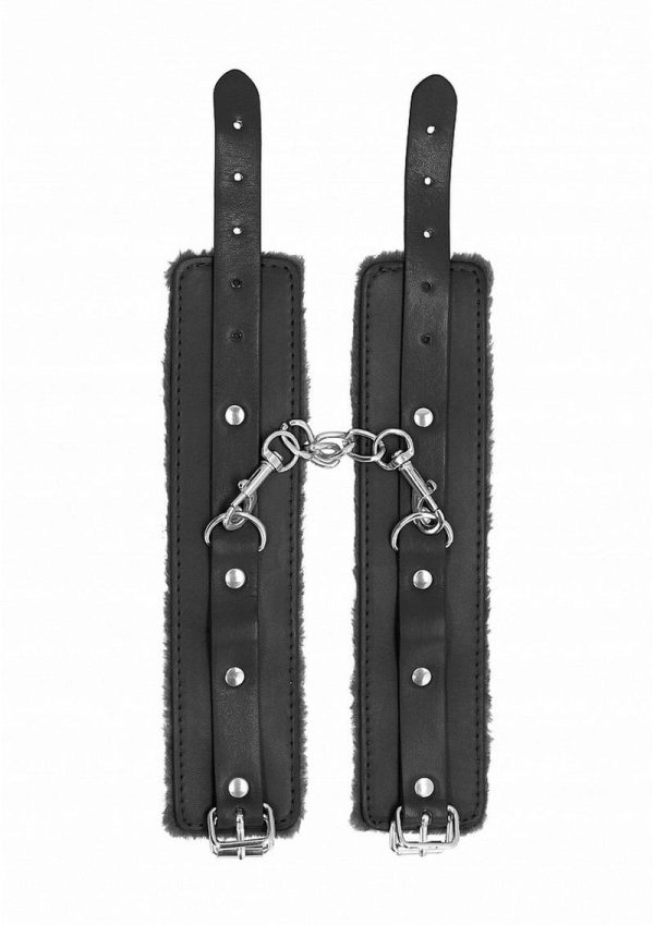 Ouch! Plush Leather Wrist Cuff - Black