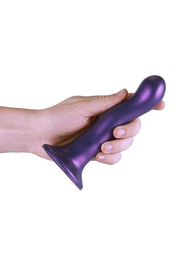 Ouch! Ultra Soft Curvy G-Spot Silicone Dildo 7in - Metallic Purple