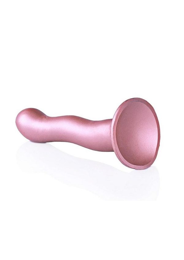 Ouch! Ultra Soft Curvy G-Spot Silicone Dildo 7in - Mettalic Rose Gold