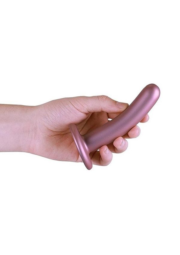Ouch! Smooth G-Spot Silicone Dildo 5in - Metallic Rose Gold
