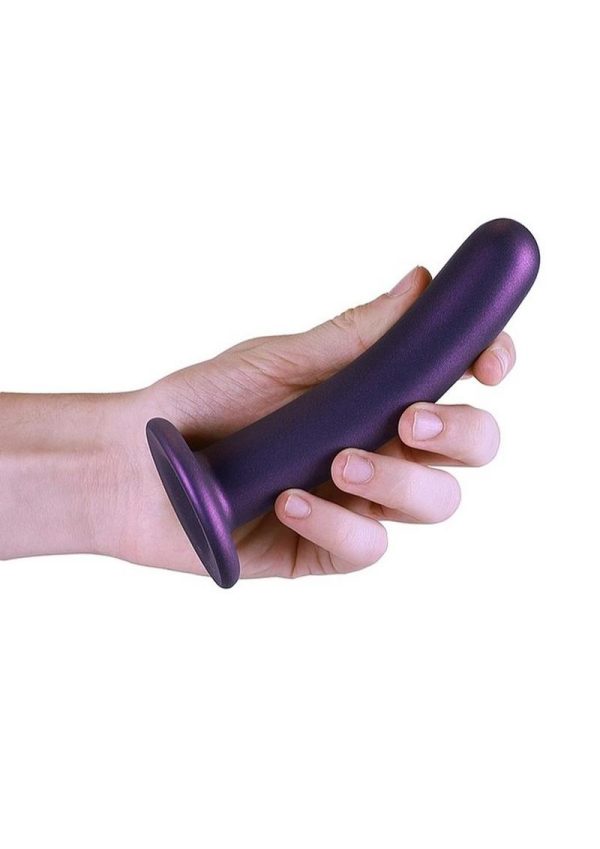 Ouch! Smooth G-Spot Silicone Dildo 6in - Metallic Purple