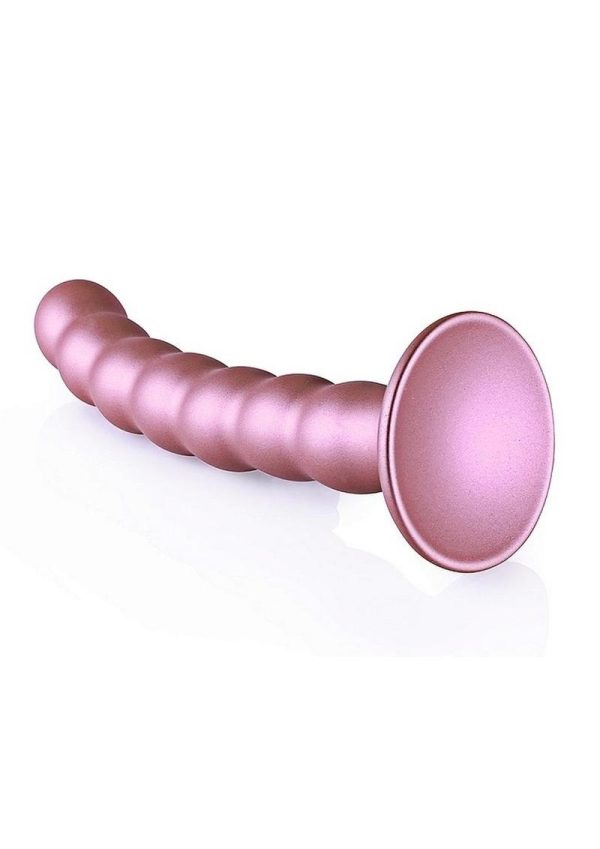 Ouch! Beaded G-Spot Silicone Dildo 6.5in - Metallic Rose Gold