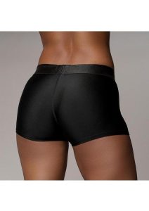 Ouch! Vibrating Strap-On Boxer with Rechargeable Bullet - M/L - Black