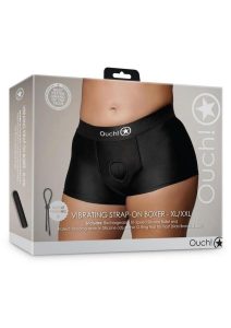 Ouch! Vibrating Strap-On Boxer with Rechargeable Bullet - XL/2XL - Black