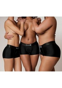 Ouch! Vibrating Strap-On Boxer with Rechargeable Bullet - XL/2XL - Black