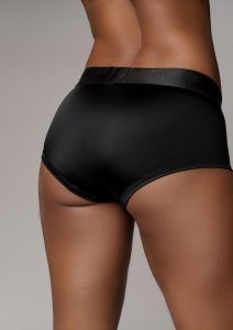 Ouch! Vibrating Strap-On Brief with Rechargeable Bullet - M/L - Black