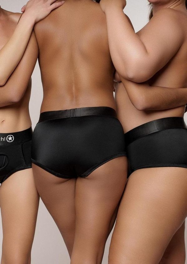 Ouch! Vibrating Strap-On Brief with Rechargeable Bullet - M/L - Black