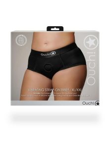 Ouch! Vibrating Strap-On Brief with Rechargeable Bullet - XL/2XL - Black