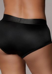 Ouch! Vibrating Strap-On Brief with Rechargeable Bullet - XL/2XL - Black