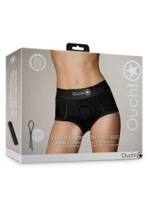 Ouch! Vibrating Strap-On Brief with Rechargeable Bullet - XS/SM - Black