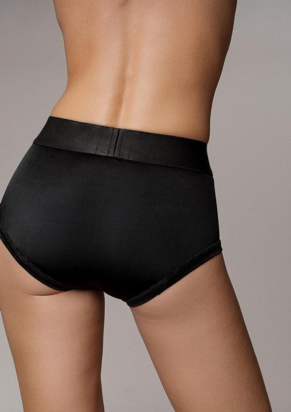 Ouch! Vibrating Strap-On Brief with Rechargeable Bullet - XS/SM - Black