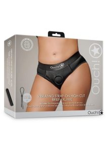 Ouch! Vibrating Strap-On High-Cut Brief with Rechargeable Bullet - XL/2XL - Black