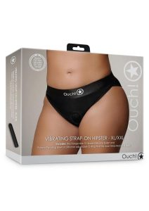 Ouch! Vibrating Strap-On Hipster with Rechargeable Bullet - XL/2XL - Black