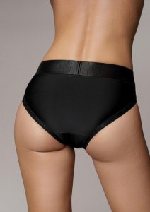 Ouch! Vibrating Strap-On Hipster with Rechargeable Bullet - XS/SM - Black