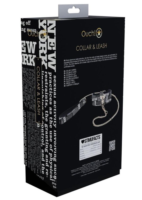 Ouch! NY Collection Collar with Leash - Black