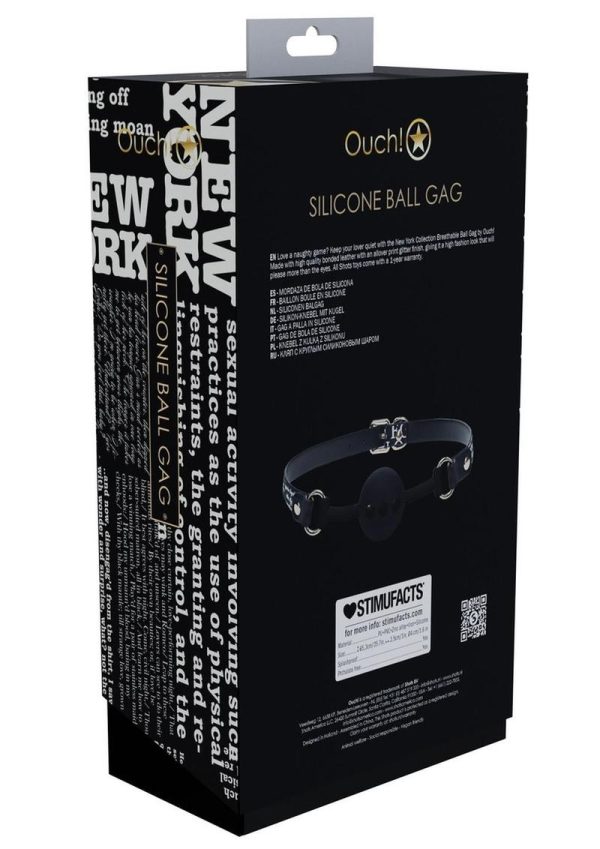 Ouch! NY Collection Silicone Ball Gag - Black