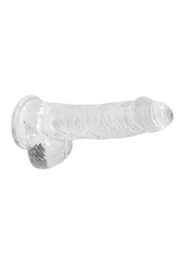 RealRock Crystal Clear Dildo with Balls 6in - Clear