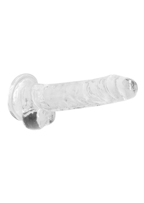 RealRock Crystal Clear Dildo with Balls 7in - Clear