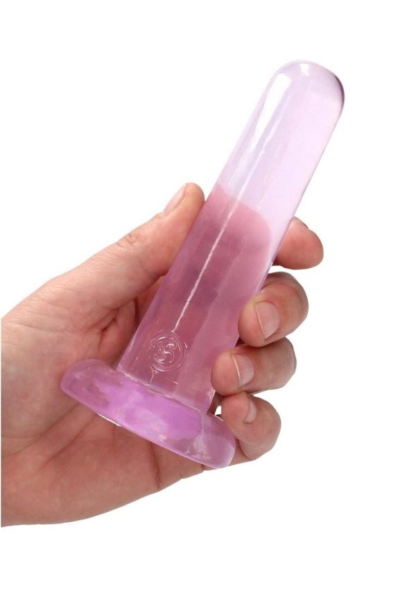 RealRock Crystal Clear Non Realistic Dildo with Suction Cup 5.3in - Pink