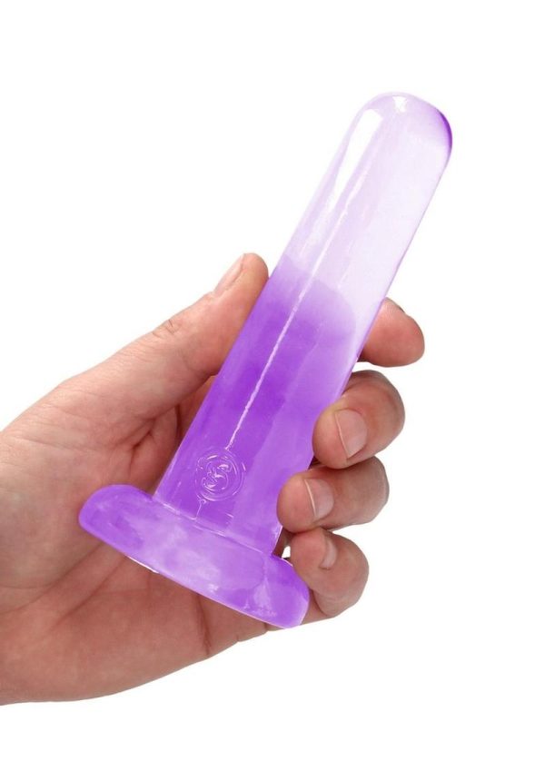 RealRock Crystal Clear Non Realistic Dildo with Suction Cup 5.3in - Purple