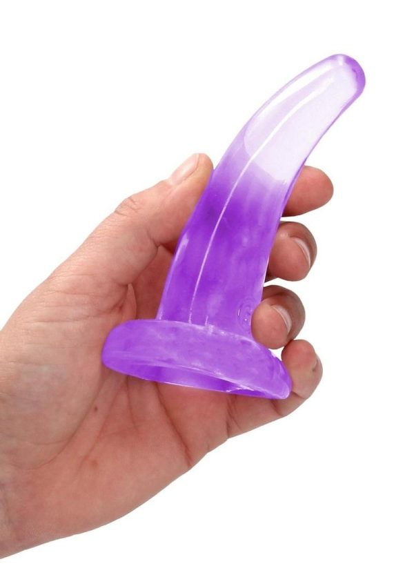 RealRock Crystal Clear Non Realistic Dildo with Suction Cup 4.7in - Purple