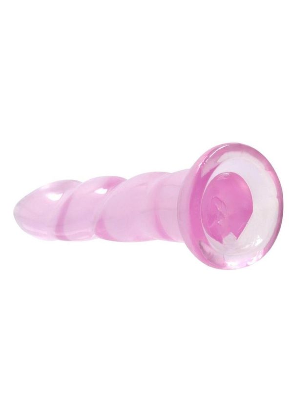 RealRock Crystal Clear Non Realistic Dildo with Suction Cup 7in - Pink