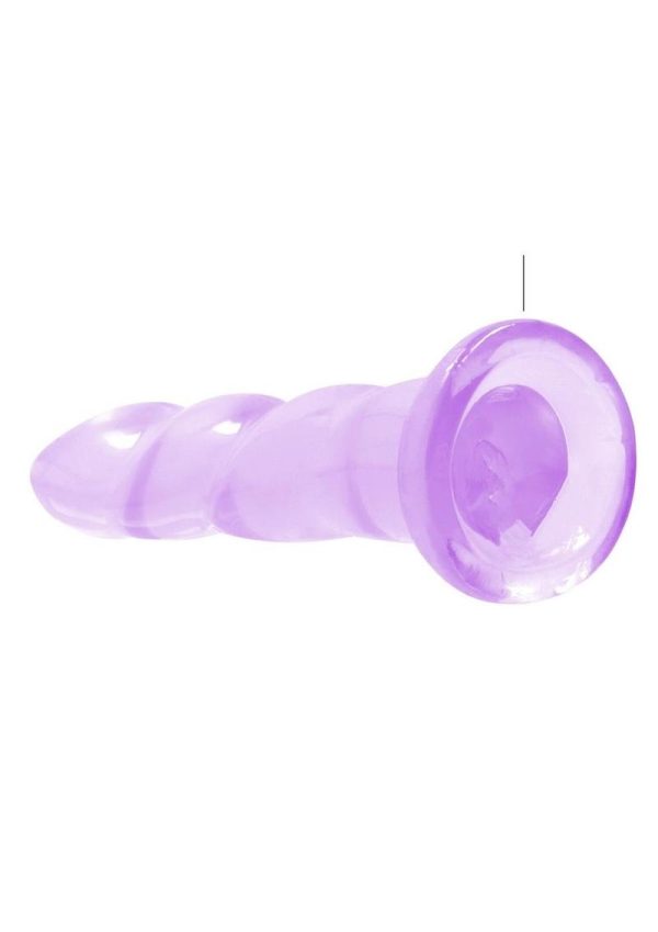 RealRock Crystal Clear Non Realistic Dildo with Suction Cup 7in - Purple