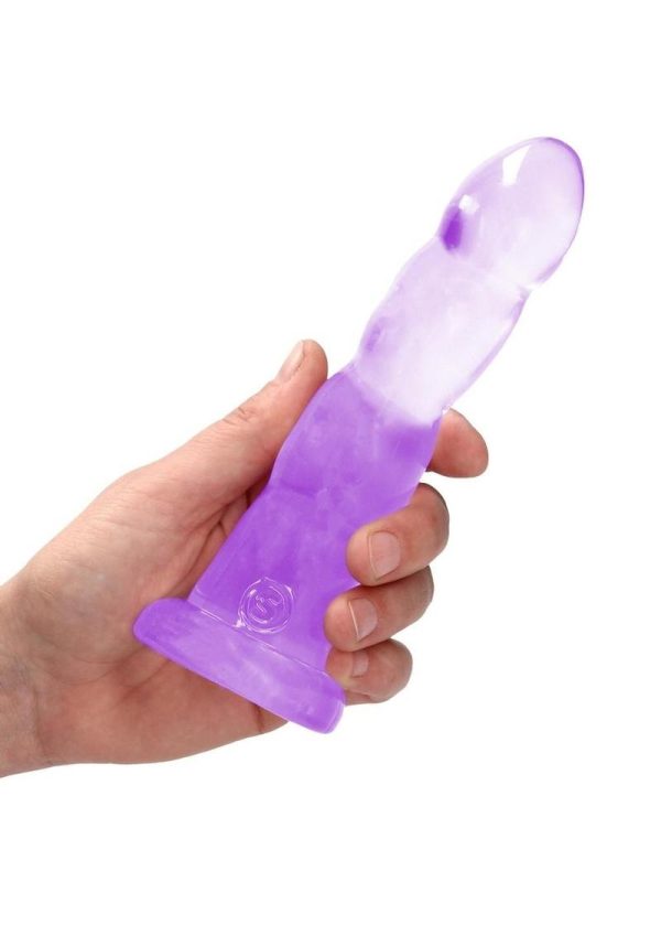 RealRock Crystal Clear Non Realistic Dildo with Suction Cup 7in - Purple