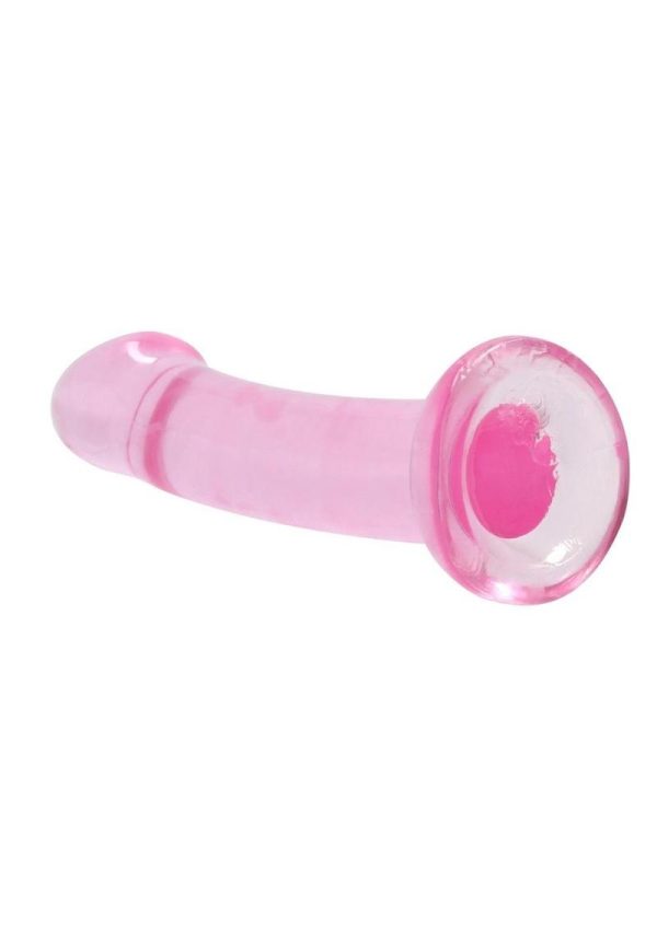 RealRock Crystal Clear Non Realistic Dildo with Suction Cup 6.7in - Pink