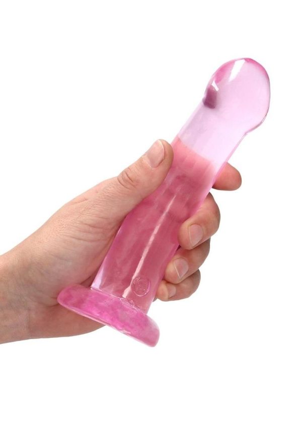 RealRock Crystal Clear Non Realistic Dildo with Suction Cup 6.7in - Pink