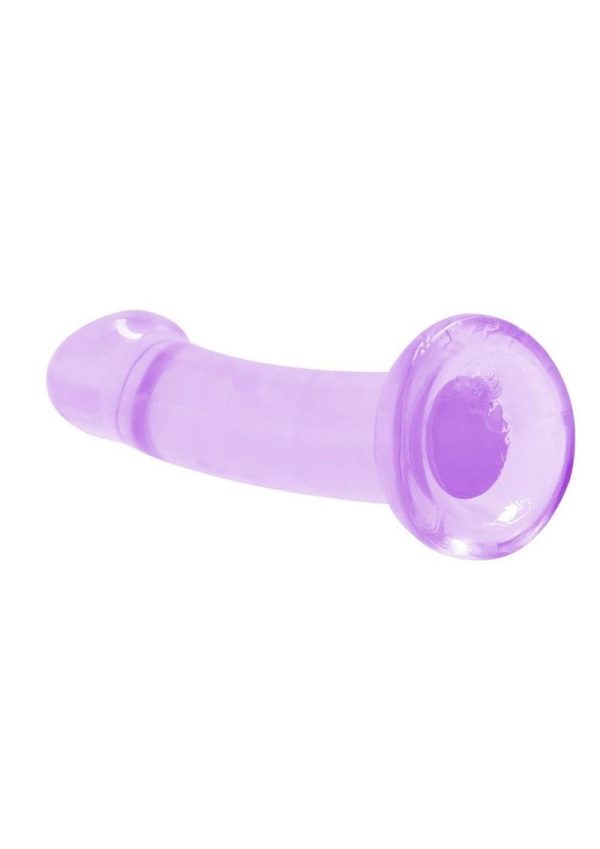 RealRock Crystal Clear Non Realistic Dildo with Suction Cup 6.7in - Purple