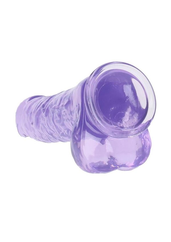 RealRock Crystal Clear Realistic Dildo with Balls 10in - Purple