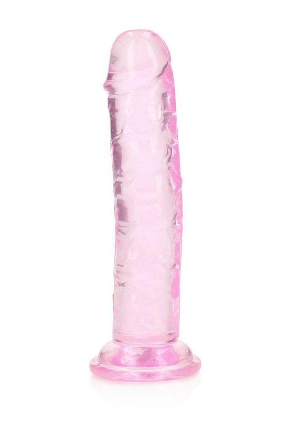 RealRock Crystal Clear Straight Dildo 6in - Pink