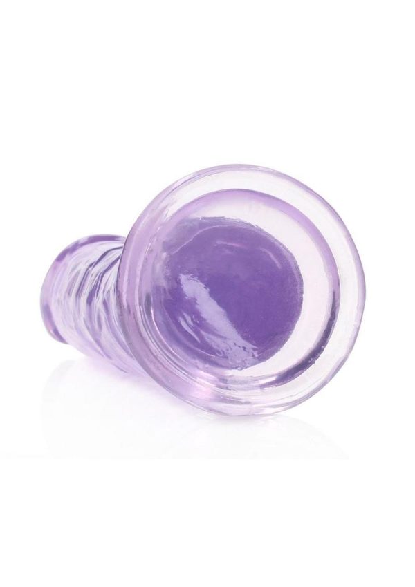 RealRock Crystal Clear Straight No Balls Dildo 6in - Purple
