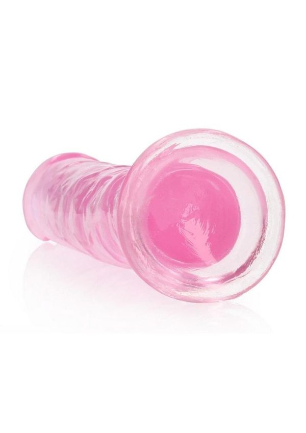 RealRock Crystal Clear Straight No Balls Dildo 7in - Pink