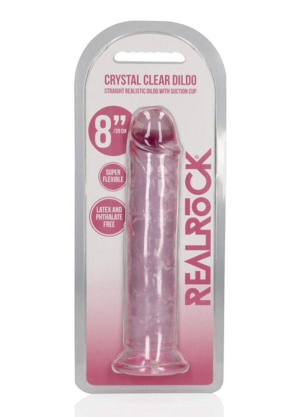RealRock Crystal Clear Straight Dildo 8in - Pink