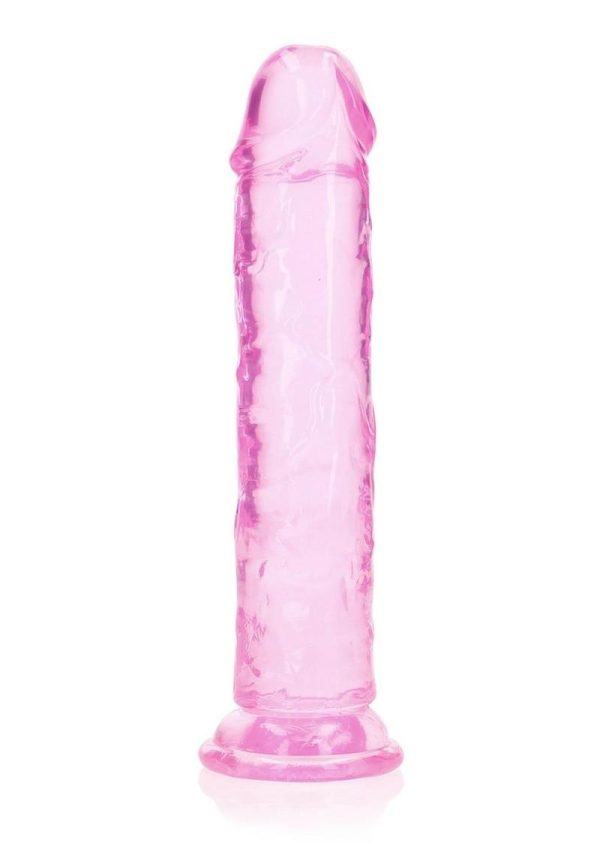 RealRock Crystal Clear Straight Dildo 8in - Pink