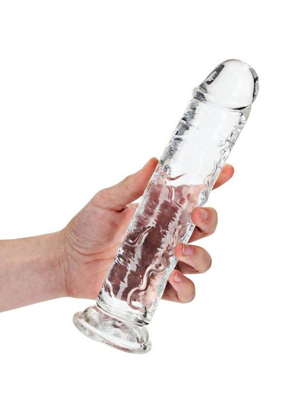 RealRock Crystal Clear Straight No Balls Dildo 9in - Clear