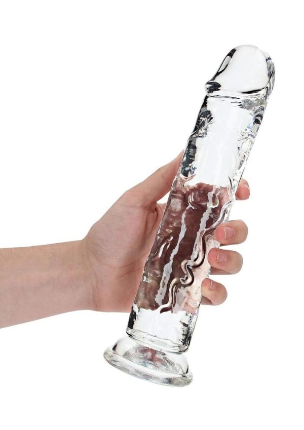 RealRock Crystal Clear Straight No Balls Dildo 10in - Clear