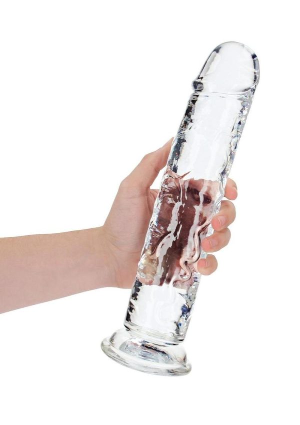 RealRock Crystal Clear Straight No Balls Dildo 11in - Clear