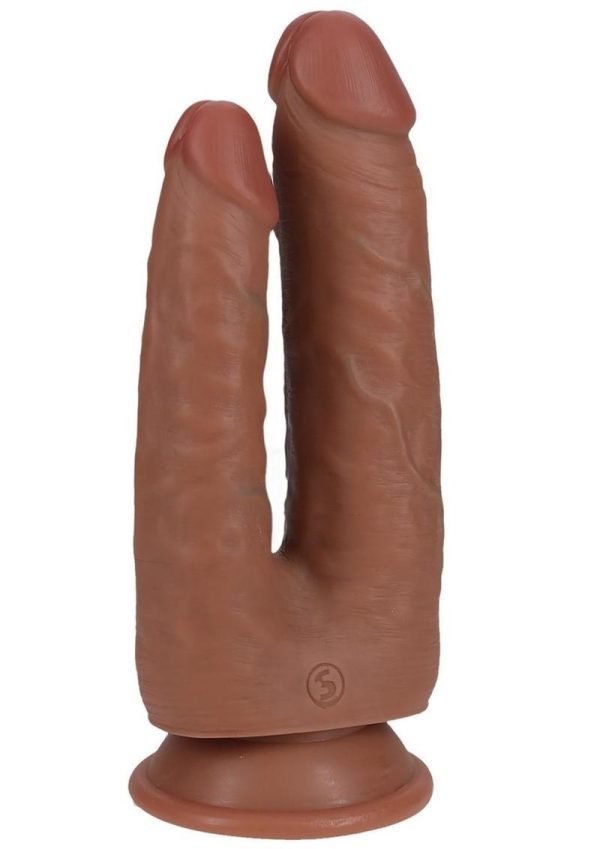 RealRock Ultra Realistic Skin Double Trouble 5in/6in - Caramel